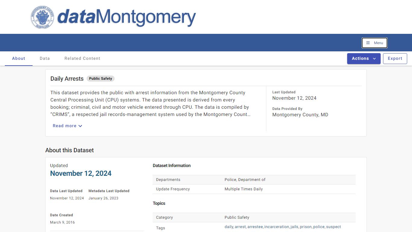 Daily Arrests | Open Data Portal - Tyler Data & Insights